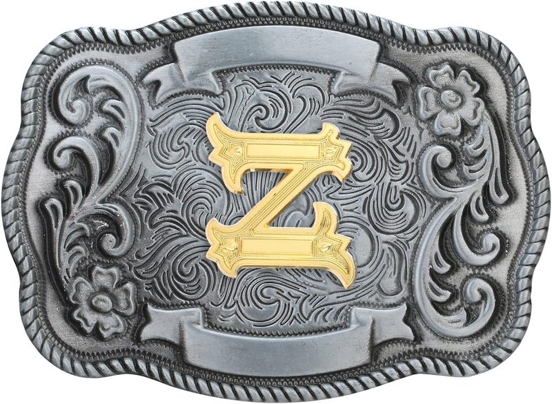 QQA Western Cowboy/Cowgirl Initial Belt Buckle Letter ABC to Z Upgrade Design for Men and Women - Image 1